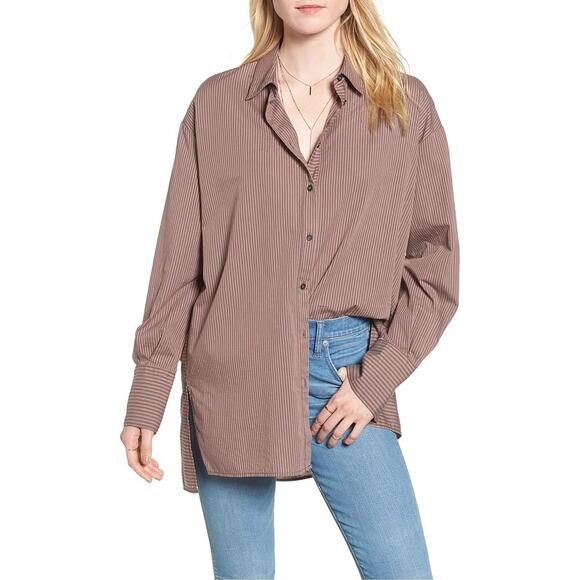 Free People Lakehouse Oversize Shirt In Pink Size XS - Picture 1 of 9